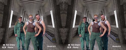 Battlestar Galactica crew in a corridor